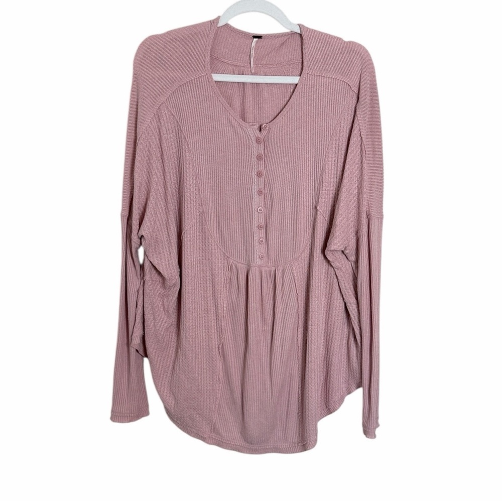 Free People Leo Thermal Pink Oversized Size Small Boho Casual Feminine